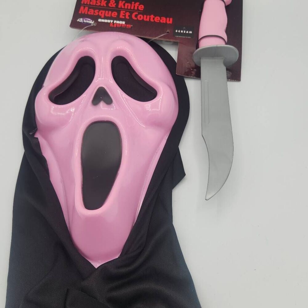 Ghostface Scream Fun World Pink Mask With Knife New